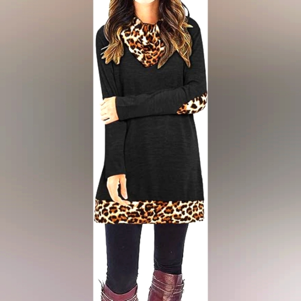 STYLEWORD Women's 2023 Tunic Tops Color Block Pullover Sweatshirts Long Sleeve